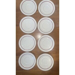 1961 Syracuse Cardinal Line Red Railroad Hotel Ware Econo-Rim Saucer Set Of 8